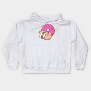 Cute Sloth Hug Big Doughnut Kids Hoodie